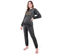 CityComfort Fleece Womens Pyjamas Set Long Sleeve Fluffy Loungewear Adults Teenagers, Winter PJs Warm Nightwear, Gifts for Her (Charcoal Snooze, M)