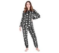 CityComfort Fleece Womens Pyjamas Set Long Sleeve Fluffy Loungewear Adults Teenagers, Winter PJs Warm Nightwear, Gifts for Her (Grey Stars, M)