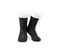 Citycomfort Fluffy Knitted Sock Slippers In Black Black One Size
