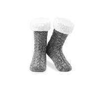 Citycomfort Fluffy Knitted Sock Slippers In Charcoal Charcoal