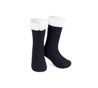 Citycomfort Fluffy Knitted Sock Slippers In Navy Navy One Size