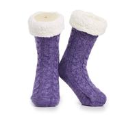 Citycomfort Fluffy Knitted Sock Slippers In Purple Purple One Size