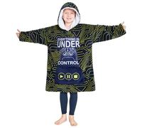 CityComfort Hoodie Blanket for Kids & Teenagers Fleece Wearable Blanket Warm Gamer Football Oversized Hoodie with Sherpa Hood Loungewear Gaming Gifts (Navy/Yellow)