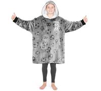 CityComfort Hoodie Blanket for Kids & Teenagers Fleece Wearable Blanket Warm Gamer Football Oversized Hoodie with Sherpa Hood Loungewear Gaming Gifts (Grey Football)