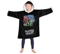 CityComfort Hoodie Blanket for Kids & Teenagers Fleece Wearable Blanket Warm Gamer Football Oversized Hoodie with Sherpa Hood Loungewear Gaming Gifts (Black/Multi)