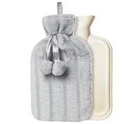 CityComfort Hot Water Bottle with Fluffy Faux Fur Cover, 2L (Light Grey)