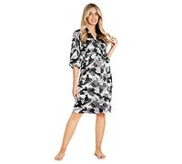 CityComfort Kimono Dressing Gowns, Women's Satin Robe, Ladies Dressing Gowns (Camo Grey, S)