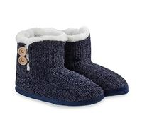 CityComfort Knitted & Novelty Booties Indoor & Outdoor Slipper Boot (5/6 UK, Velvet Knit Blue)
