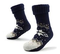 CityComfort Knitted Slipper Socks for Men with Sherpa Wool Layer Bed Slippers for Man Non Slip Norwegian Pattern 8-11