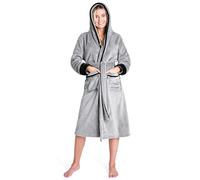 CityComfort Ladies Dressing Gowns Soft Fleece Hooded Women's Robes (M, Grey)
