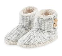 CityComfort Ladies Slipper Boots Knitted Warm Winter Indoor Booties (Light Grey, numeric_3)