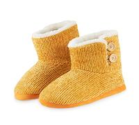 CityComfort Ladies Slippers, Faux Fur Bootie Slippers Women, Slipper Ankle Boots with Rubber Sole, House Slippers Indoor Outdoor (5/6 UK, Mustard)