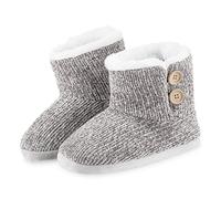 CityComfort Ladies Slippers, Faux Fur Bootie Slippers Women, Slipper Ankle Boots with Rubber Sole, House Slippers Indoor Outdoor (7/8 UK, Grey)