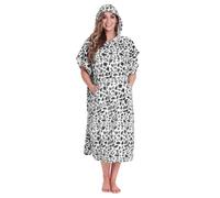 Citycomfort Leopard Print Hooded Poncho In Grey Grey