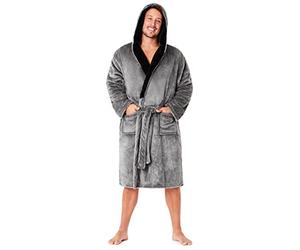 CityComfort Luxury Super Soft Men Dressing Gown Mens Bathrobe (Grey, 2XL)