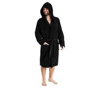 CityComfort Mens Dressing Gown, Shawl Collar or Hooded Bathrobe Super Soft Fleece Cosy Loungewear Adults Teens - Gifts for Him (XL, Black Hooded)