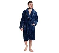 CityComfort Mens Dressing Gown, Shawl Collar or Hooded Bathrobe Super Soft Fleece Cosy Loungewear Adults Teens - Gifts for Him (2XL, Navy)