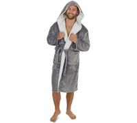 CityComfort Men's Hooded Fluffy Dressing Gown in Grey CityComfort Grey One Size