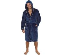 CityComfort Men's Hooded Fluffy Dressing Gown in Navy | Size: Medium CityComfort Navy M