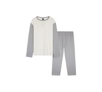 CityComfort Mens Long Pyjamas Set, Adults Teenagers Soft 2 Piece Loungewear Nightwear Cosy PJs - Gifts for Him (Grey/Cream, 4XL)