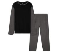 CityComfort Mens Long Pyjamas Set, Adults Teenagers Soft 2 Piece Loungewear Nightwear Cosy PJs - Gifts for Him (Black/Charcoal, 4XL)