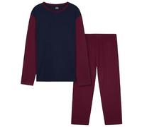 CityComfort Mens Long Pyjamas Set, Adults Teenagers Soft 2 Piece Loungewear Nightwear Cosy PJs - Gifts for Him (Burgundy/Navy, 4XL)