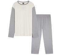 CityComfort Mens Long Pyjamas Set, Adults Teenagers Soft 2 Piece Loungewear Nightwear Cosy PJs - Gifts for Him (Grey/Cream, 2XL)