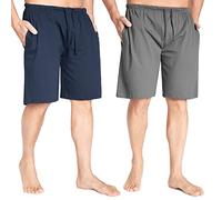 CityComfort Mens Lounge Wear Pants with Cuffed Bottoms or Lounge Shorts Soft, Cosy & Comfy Nightwear Trousers 100% Cotton, 3XL, Navy & Charcoal