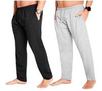 CityComfort Mens Pyjama Bottoms - Jersey Lounge Pants with Pockets, Pack of 2