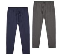 CityComfort Mens Pyjama Bottoms - Jersey Lounge Pants with Pockets, Pack of 2 (3XL, Navy/Grey, Drawstring Waist)