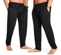 CityComfort Mens Pyjama Bottoms - Jersey Lounge Pants with Pockets, Pack of 2 (4XL, Black/Black, Drawstring Waist)
