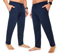 CityComfort Mens Pyjama Bottoms - Jersey Lounge Pants with Pockets, Pack of 2 (4XL, Navy/Navy, Drawstring Waist)