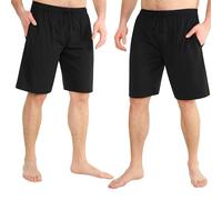CityComfort Mens Pyjama Shorts - Comfy Lounge Shorts with Pockets Pack of 2 (XL, Black)