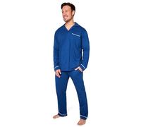 CityComfort Mens Pyjamas Set - Classic Button Down Nightwear Long Sleeve & Bottoms PJs Cosy Lounge Wear M-3XL - Sleepwear Gifts for Him (Blue, 2XL)
