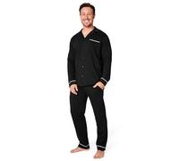 CityComfort Mens Pyjamas Set - Classic Button Down Nightwear Long Sleeve & Bottoms PJs Cosy Lounge Wear M-3XL - Sleepwear Gifts for Him (Black, 2XL)
