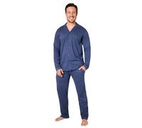CityComfort Mens Pyjamas Set - Classic Button Down Nightwear Long Sleeve & Bottoms PJs Cosy Lounge Wear M-3XL - Sleepwear Gifts for Him (Navy Blue, L)