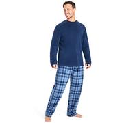 CityComfort Mens Pyjamas Set Super Soft Fleece 2 Piece Set Loungewear Nightwear Gifts for Men (Blue Checked, XL)