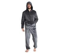 CityComfort Mens Pyjamas Set, Warm Fleece Pyjamas for Men with Fluffy Hoodie (Charcoal, M)