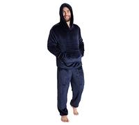 CityComfort Mens Pyjamas Set, Warm Fleece Pyjamas for Men with Fluffy Hoodie (Navy, M)