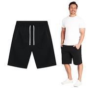 CityComfort Mens Shorts Soft Breathable Lounge Wear Activewear Shorts Zipped Pockets for Sports Summer Gym Running Work (L, Black)