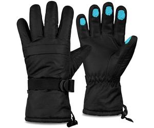 CityComfort Mens Skiing Gloves Fleece Lined Touch Screen Gloves with Zip Pocket Waterproof Windproof Snowboarding (Black)