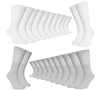 CityComfort Mens Socks 12 Pack Gifts for Men Teens Calf Length Socks Vibrant Colourful Breathable Sports Casual Work (White/Grey-12 Pack, 7/9.5 UK)