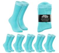 CityComfort Mens Socks 6 Pack Gifts for Men Teens Calf Length Socks Vibrant Colourful Breathable Sports Casual Work (Turquoise-6 Pack, 7/11 UK)