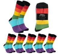 CityComfort Mens Socks 6 Pack Gifts for Men Teens Calf Length Socks Vibrant Colourful Breathable Sports Casual Work (Multi Rainbow-6 Pack, 7/11 UK)