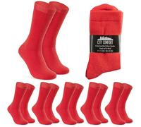 CityComfort Mens Socks 6 Pack Gifts for Men Teens Calf Length Socks Vibrant Colourful Breathable Sports Casual Work (Red-6 Pack, 7/11 UK)