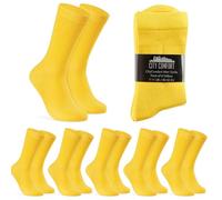 CityComfort Mens Socks 6 Pack Gifts for Men Teens Calf Length Socks Vibrant Colourful Breathable Sports Casual Work (Yellow-6 Pack, 7/11 UK)
