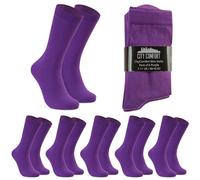 CityComfort Mens Socks 6 Pack Gifts for Men Teens Calf Length Socks Vibrant Colourful Breathable Sports Casual Work (Purple-6 Pack, 7/11 UK)
