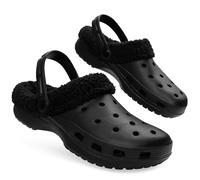 CityComfort Men's Teens Clogs Winter Classic Fleece Lined House Shoes - Warm Garden Shoes Slip On with Strap (Black, 11 UK)