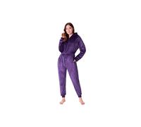 CityComfort Onesies for Women Soft Comfy Fleece Pyjamas Nightwear for Women Fluffy Fleece Onesie Lounge Wear Sizes S-XL (Dark Purple, M)