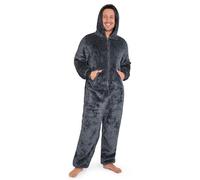 CityComfort Onesies for Men and Teens, Loungewear Fleece Pyjamas Men All in One Jumpsuit Nightwear (Dark Grey, L)